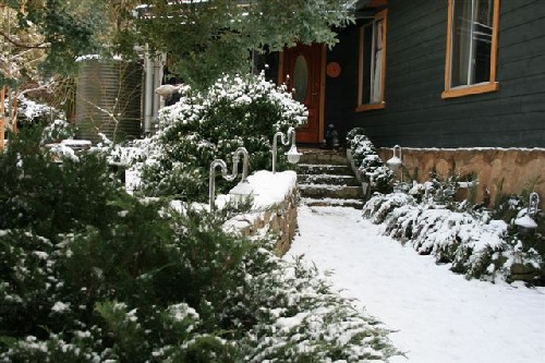Front door with snow
